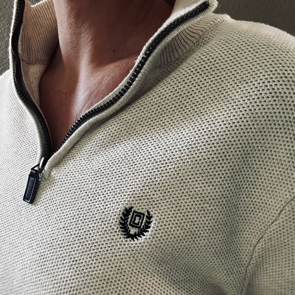 SOLD CHAPS Men’s Medium 3/4 Zip Cotton Sweater - Picture 6 of 8